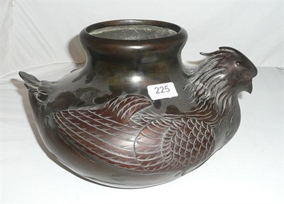 Lot 225 - A Japanese bronze vase in the form of a chicken (a.f.)