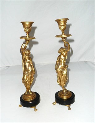 Lot 229 - Pair of gilt ormolu figural candlesticks