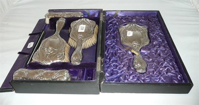 Lot 238 - Cased silver-backed brush set