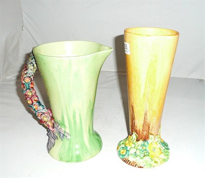 Lot 255 - A Clarice Cliff jug and a vase (a.f)