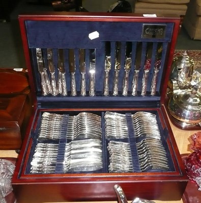 Lot 265 - Cased modern plated cutlery set, Carrs of Sheffield