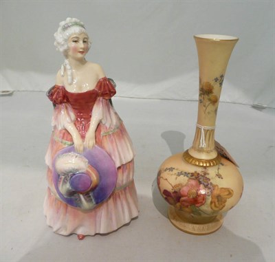 Lot 273 - Royal Doulton figure 'Veronica' HN1581 and a Royal Worcester blush ivory vase