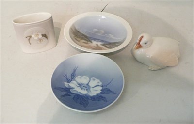 Lot 275 - Doulton figure 'Top O' The Hill', three Copenhagen dishes and a Copenhagen duck