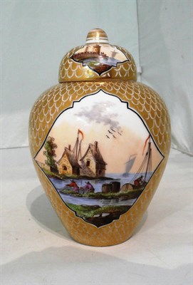 Lot 279 - A Dresden gilt-decorated vase and cover