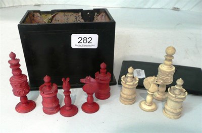 Lot 282 - Indian bone chess set in a coal box