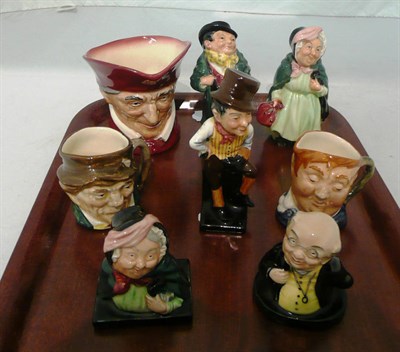 Lot 284 - Eight Royal Doulton character jugs and small figures