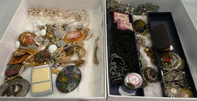 Lot 305 - Two boxes of costume and silver jewellery