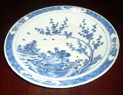 Lot 313 - A 19th century Chinese charger decorated with cockerels in a landscape