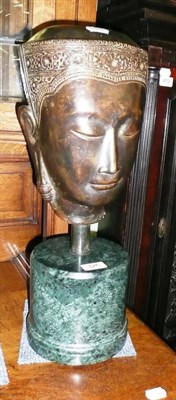 Lot 326 - A 20th century bronze bust on a green marble base