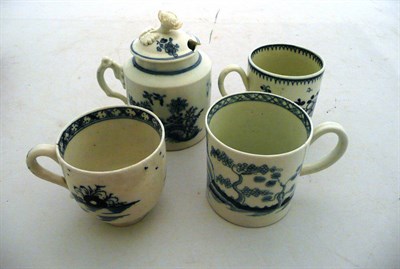 Lot 347 - Three blue and white coffee cans and a mustard pot