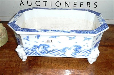 Lot 351 - Japanese blue and white planter