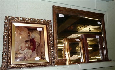 Lot 381 - Gilt framed chyrstoleum and three small mirrors