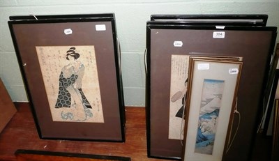 Lot 384 - Eight late 19th century Japanese woodblock prints, each 35cm by 24cm