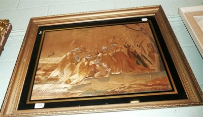 Lot 394 - 18th century gilt-framed silkwork picture (a.f.)