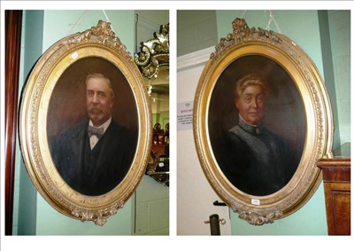 Lot 395 - A pair of oval gilt framed portraits, Joseph Hopkinson and Ann Hopkinson