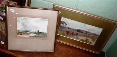 Lot 402 - A gilt framed watercolour Woodbury Common Devon,signed T. Ball and another 19th Century framed...