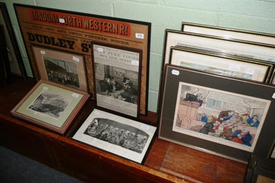 Lot 405 - A collection of 19th century and later prints and a framed poster 'Dudley Station 1907' (14)