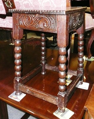 Lot 449 - Oak joint stool with bobbin turned legs