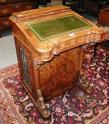 Lot 475 - A Victorian walnut and marquetry davenport