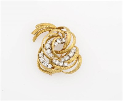 Lot 368 - An 18 Carat Gold Diamond Brooch, by Asprey, 1962, round brilliant cut diamonds are set onto a...