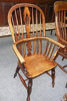 Lot 487 - A 19th century ash Windsor armchair