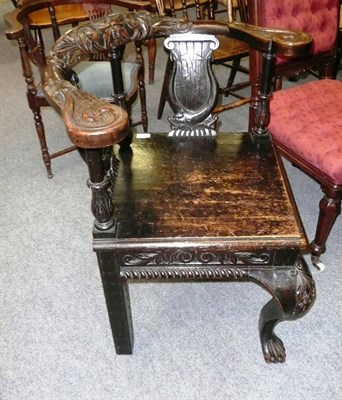 Lot 492 - Victorian carved oak elbow chair