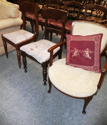 Lot 497 - Edwardian armchair and two bar back chairs