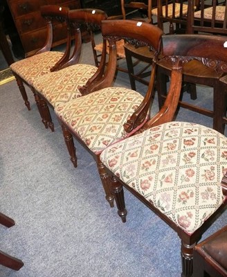 Lot 502 - Set of four George IV dining chairs with modern over-stuffed seats