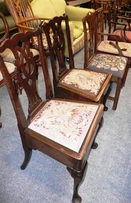 Lot 505 - A pair of 18th century Chippendale design dining chairs with George III mahogany dining chair...