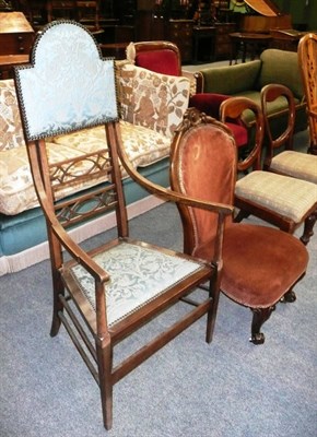 Lot 506 - An Edwardian armchair, a pair of balloon back chairs and a nursing chair