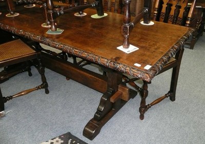 Lot 539 - Oak refectory table with three plank top