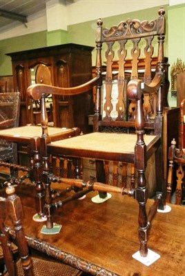 Lot 540 - Six 17th century style chairs including one carver and a stool