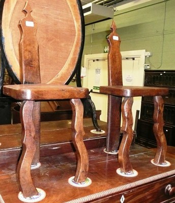 Lot 544 - Pair of oak spinning chairs