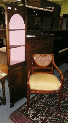 Lot 552 - Reproduction corner cabinet and a Regency style painted armchair