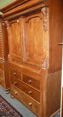 Lot 561 - Victorian pine and satin walnut linen cupboard