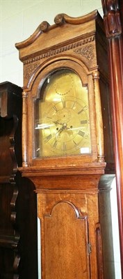 Lot 583 - An oak eight day longcase clock, Hugh Pannell, Northallerton with two weights, two keys and...