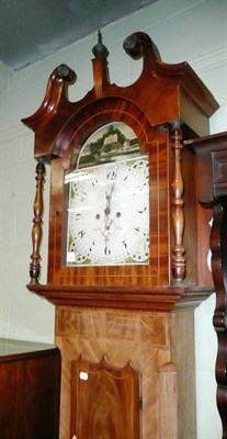 Lot 585 - Victorian inlaid mahogany longcase clock with painted dial