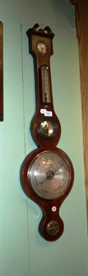 Lot 592 - Mahogany wheel barometer