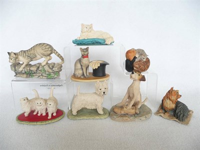 Lot 1024 - Eight Border Fine Arts Cats and Dogs, 'Cat Stalking' (silver tabby), model No. CL3, 1984; Cat...