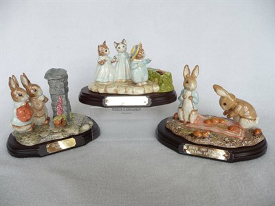 Lot 1042 - Three Beswick Beatrix Potter groups 'Peter & Benjamin Picking up Onions'; 'Hiding From The Cat' and