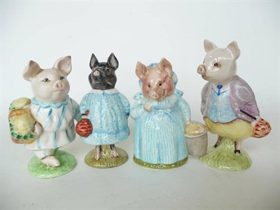 Lot 1050 - Four Beswick Beatrix Potter Pigs 'Little Pig Robinson', BP3a; 'Pig-Wig', BP33b; 'Aunt...