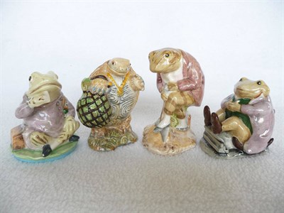 Lot 1054 - Four Royal Albert Beatrix Potter figures, 'Mr Jeremy Fisher Digging', BP6; 'Mr Alderman...