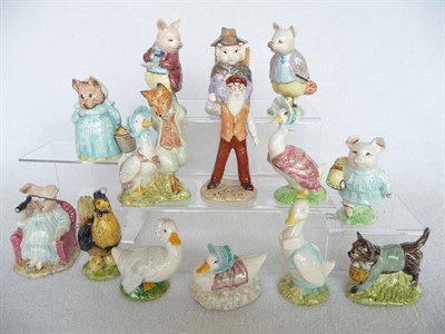 Lot 1060 - Fourteen Royal Albert Beatrix Potter figures, John Joiner; Jemima Puddle Duck and Foxy...