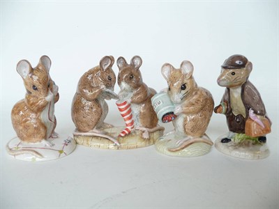 Lot 1061 - Four Royal Albert Beatrix Potter Mice 'The Christmas Stocking', BP6; 'Johnny Town-Mouse with...