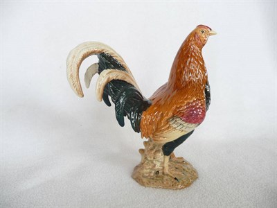 Lot 1078 - Beswick Gamecock, model No. 2059, brown, teal green, cream and red gloss, 24cm high