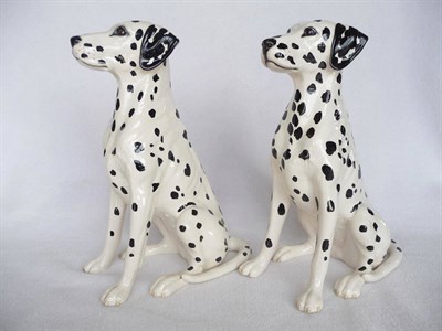 Lot 1082 - Two Beswick Seated Dalmatians, fireside models No. 2271, white with black markings, gloss,...