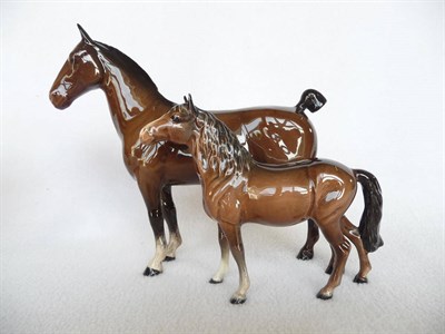 Lot 1108 - Beswick Brown Hackney Horse, model No. 1361, gloss, 19.7cm high and a Beswick Brown Pony, head...