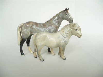 Lot 1109 - Beswick Grey Hunter, model No. H260, gloss, 20.3cm high and a Beswick Shetland Pony, model No....