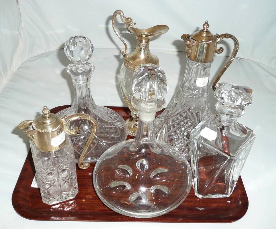 Lot 4 Baccarat glass decanter, another Orrefors and