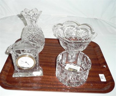 Lot 21 - Four boxed pieces of Waterford Crystal including pineapple vase and mantel clock